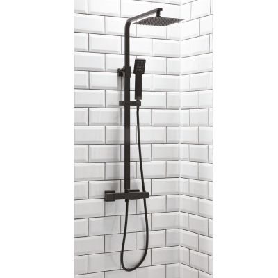 Lunar Black Square Rigid Riser Shower