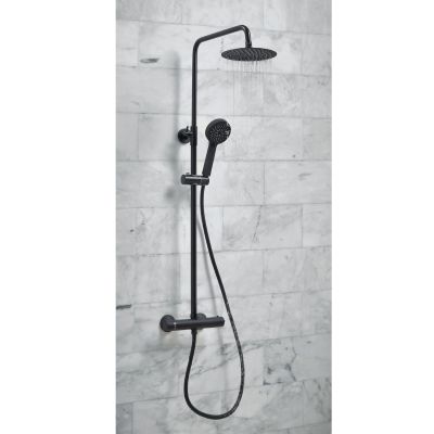 Middleton Black Round Rigid Riser Shower