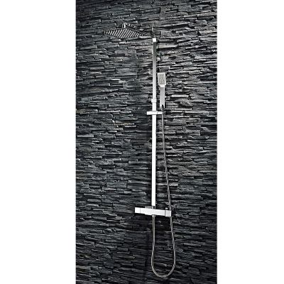 Lunar Chrome Square Rigid Riser Shower