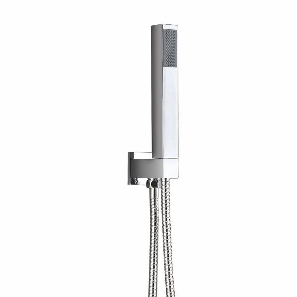 Chrome Square Shower Outlet, Hose & Head