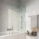 Chrome Square 900mm Pivot Bath Screen Including Fixed Panel